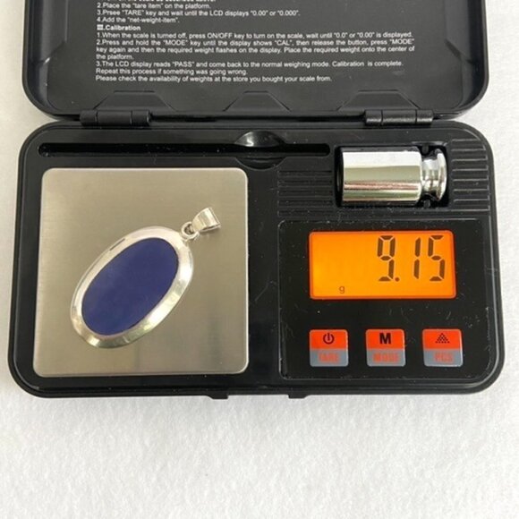 Sterling Silver 925 1.91" Oval Faux Lapis Pendant 9g Thai SX Sally C. Treasures - Picture 16 of 16